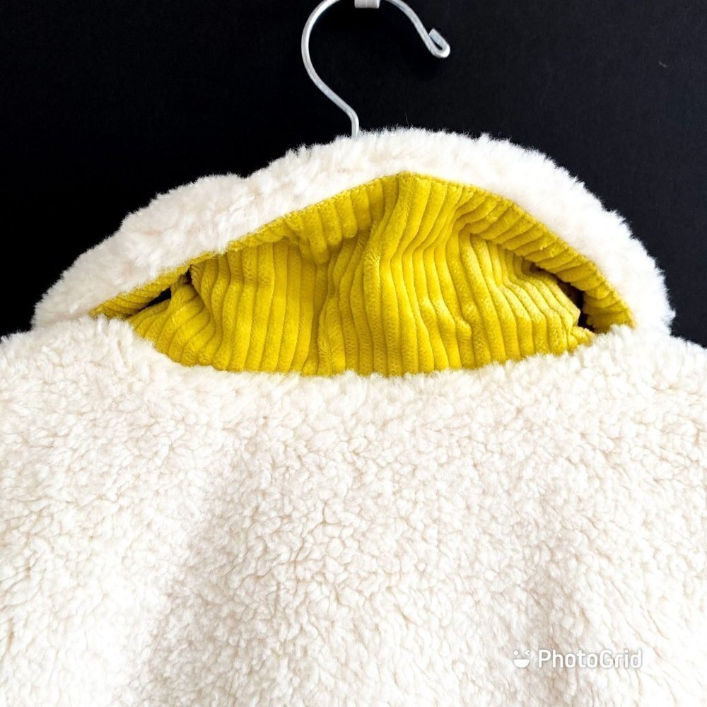 Anthropologie Leslie Sherpa Jacket Size M, Ecru, Yellow NWT - Picture 11 of 16